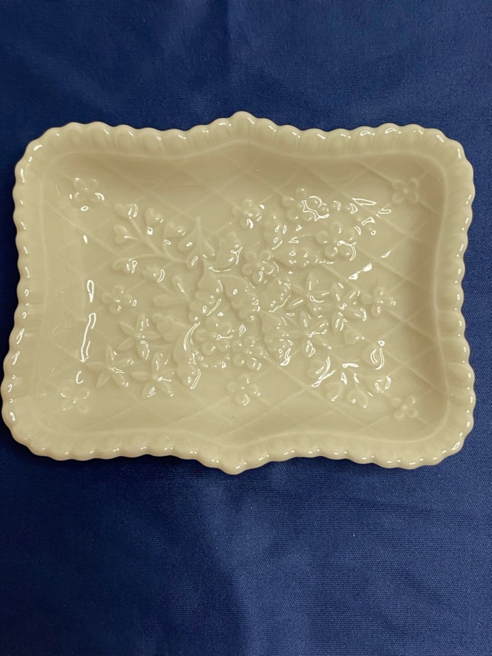 Lenox Wedding Promises Collection Trinket Dish Ivory Porcelain Floral Signed